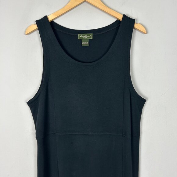 90’s Eddie Bauer Black Midi Dress Classic Mature Minimalist Size Large Women's - Picture 2 of 5